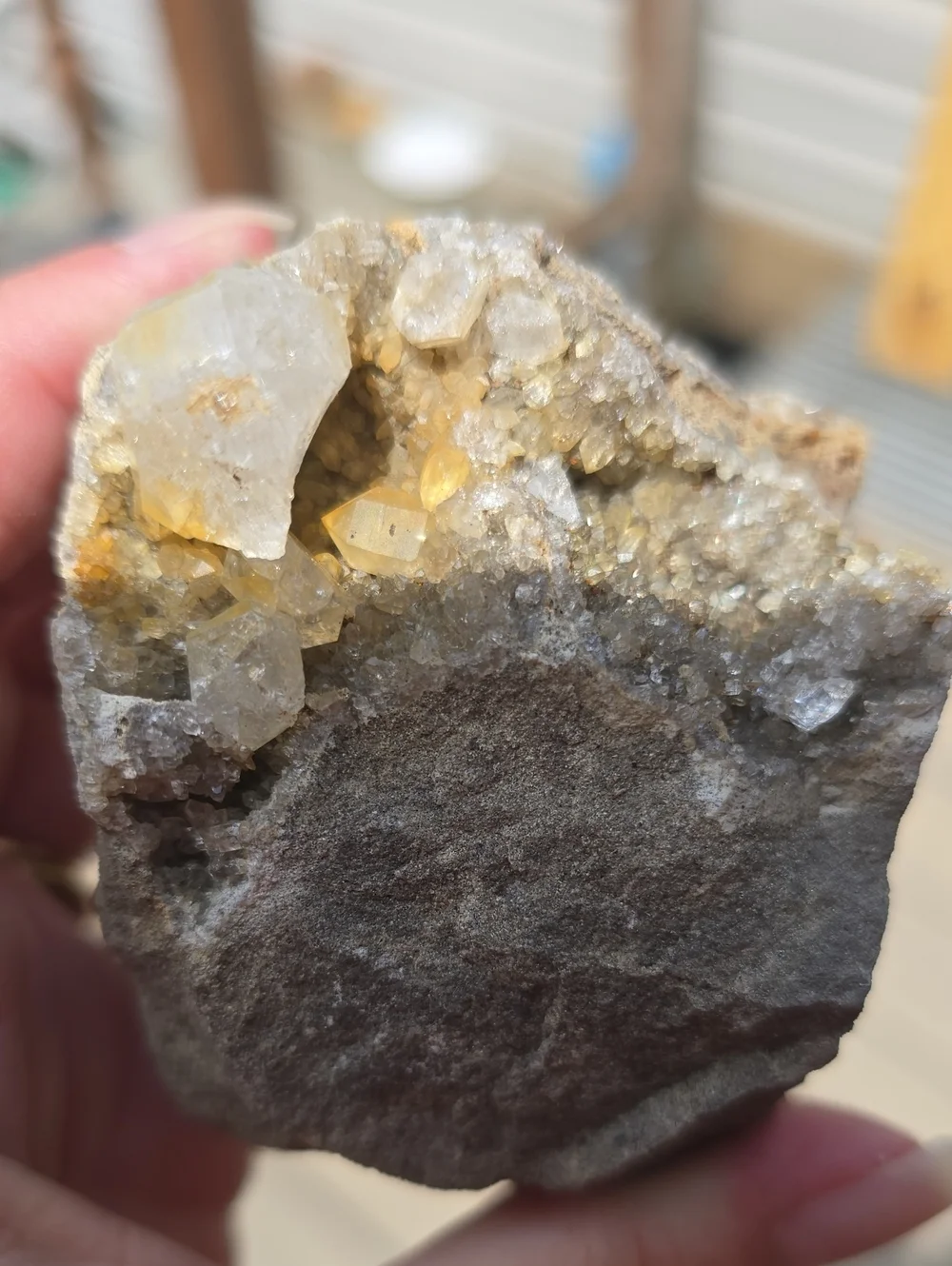 #24 Natural Quartz Crystal Geode with Several Herkimer Diaminds